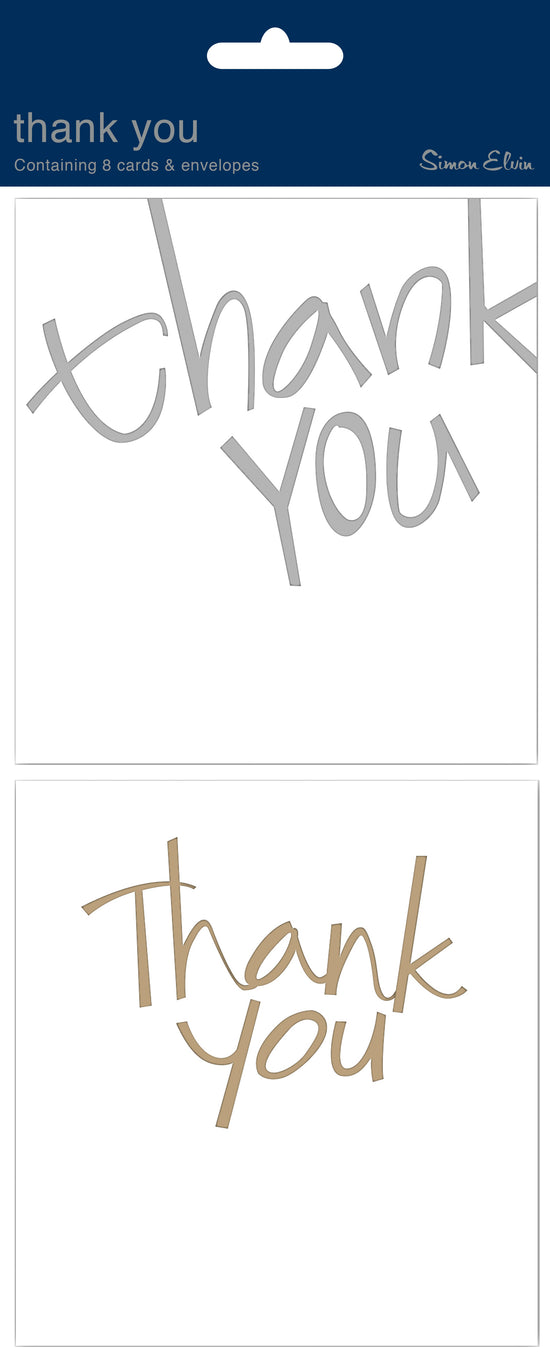 Simon Elvin Thank You Card Twin Pack Text 6pk