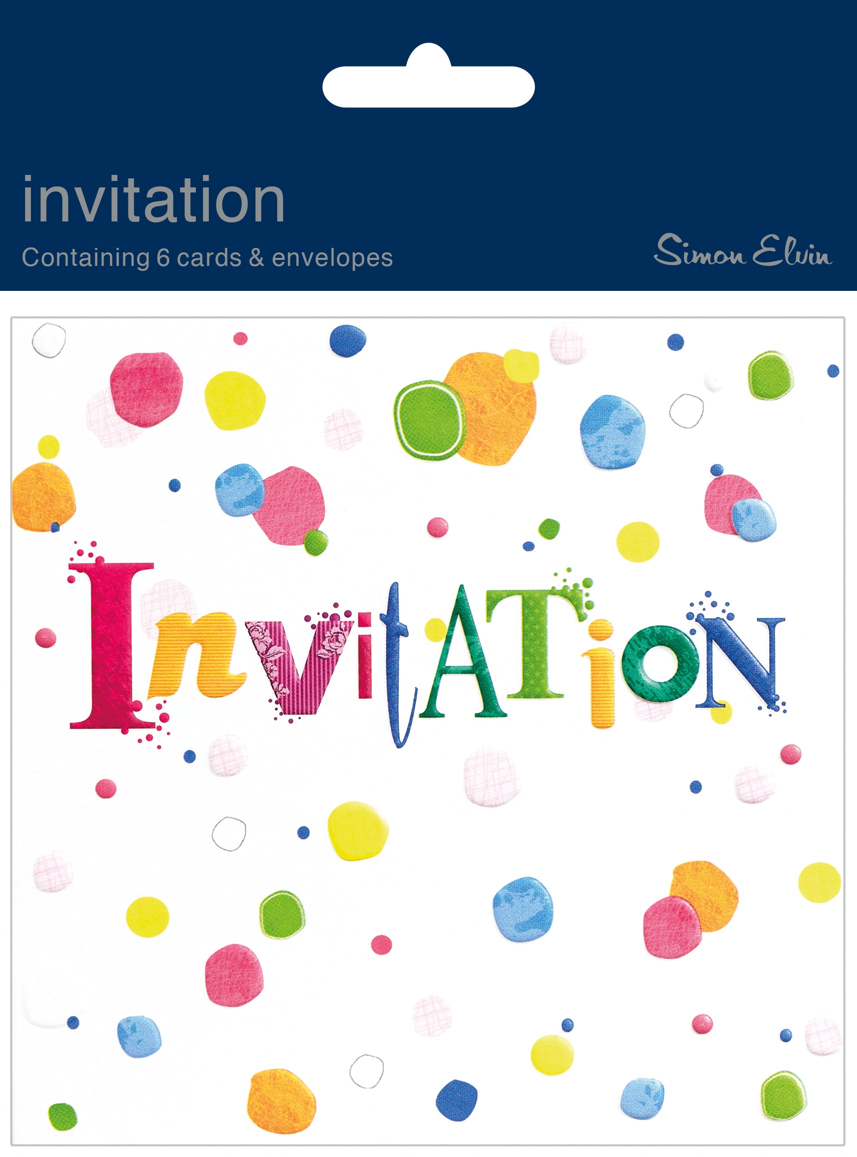 Simon Elvin Invitation Colourful Dots 6pk