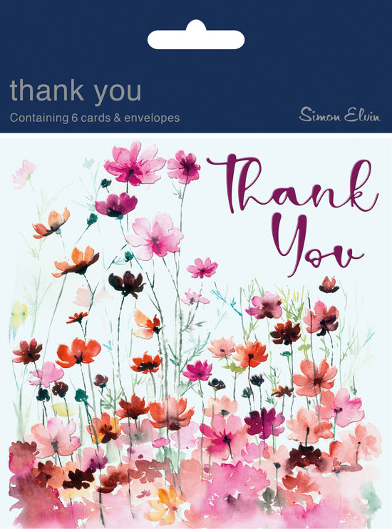 Simon Elvin Thank You Card Floral 6pk