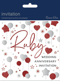 Simon Elvin Invitation Ruby Anniversary 6pk