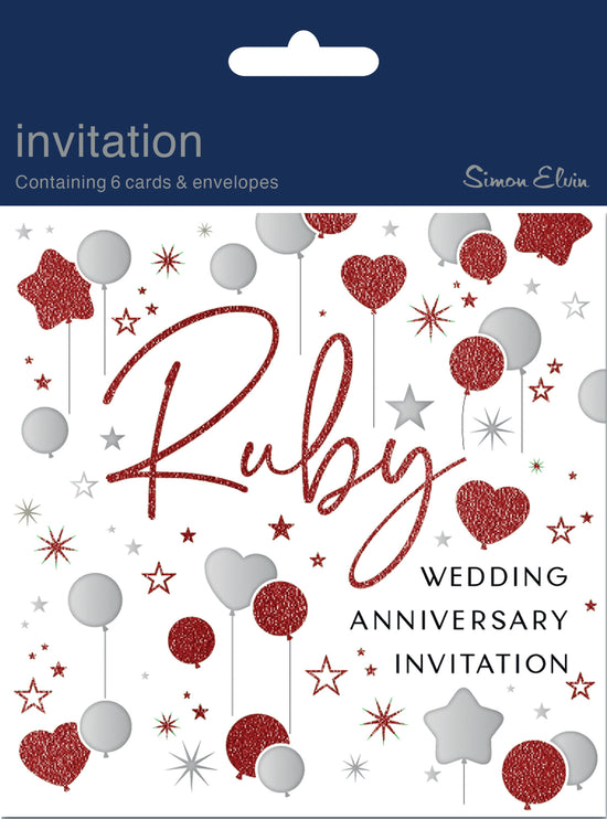Simon Elvin Invitation Ruby Anniversary 6pk