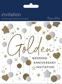 Simon Elvin Invitation Gold Anniversary 6pk