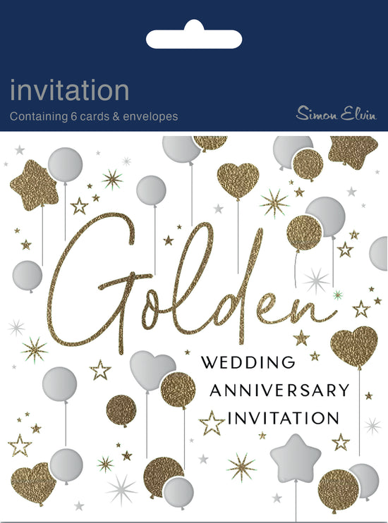Simon Elvin Invitation Gold Anniversary 6pk
