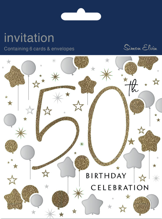 Simon Elvin Invitation 50th Birthday 6pk