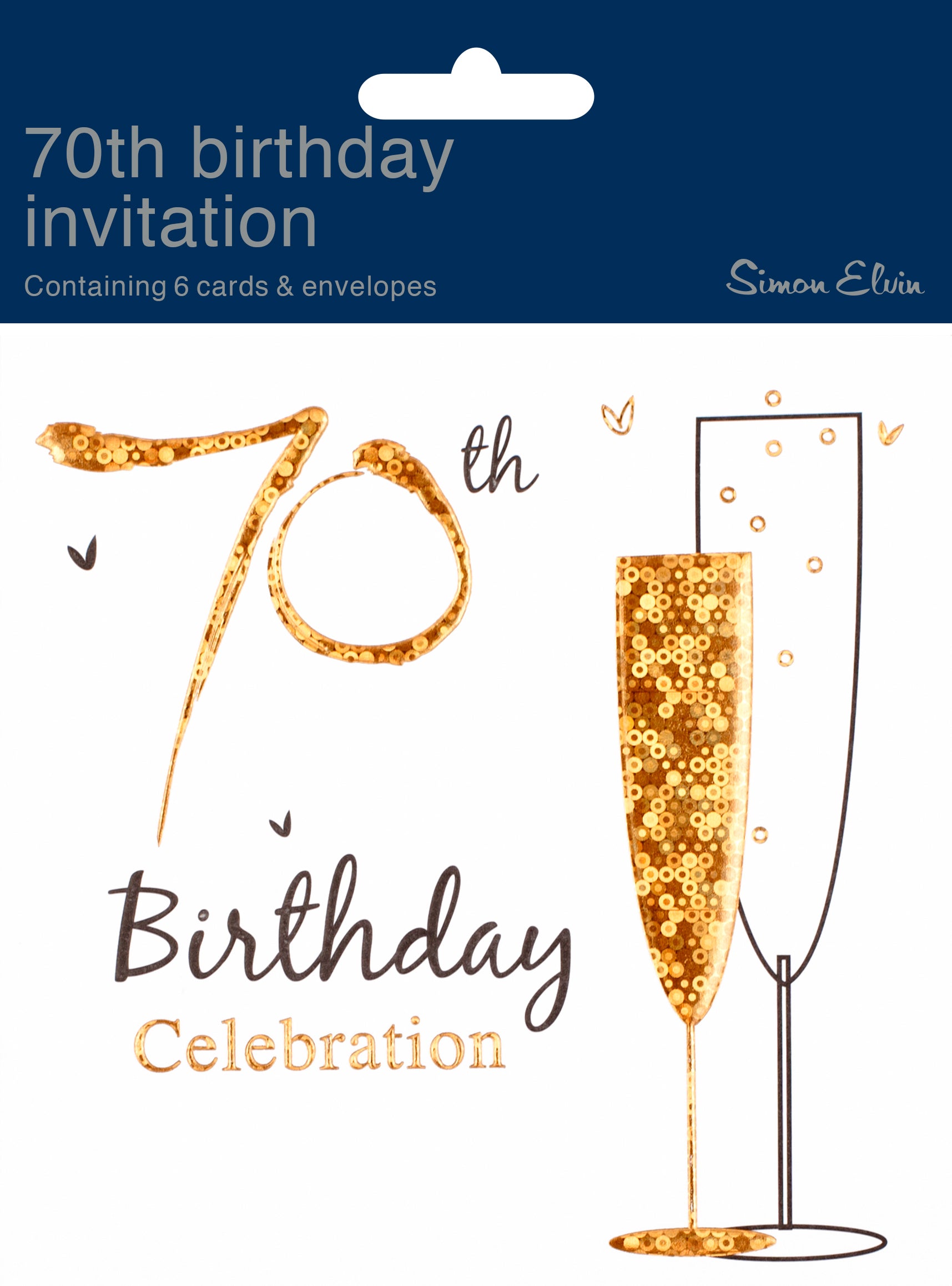 Simon Elvin Invitation 70th Birthday 6pk