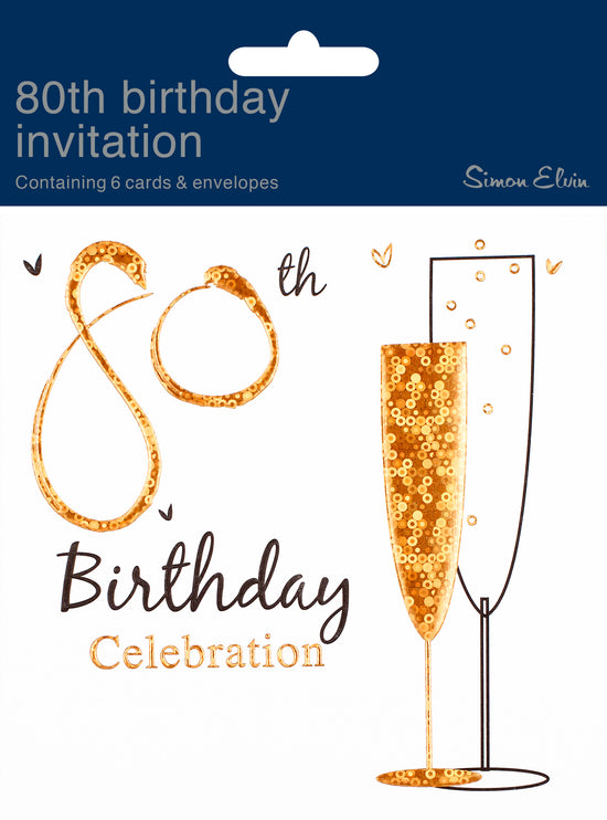 Simon Elvin Invitation 80th Birthday 6pk