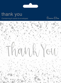 Simon Elvin Thank You Card Silver/White 6pk
