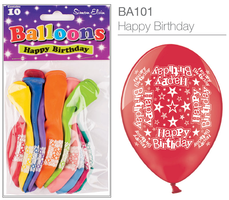 Happy Birthday 9" Latex Balloons 10pk