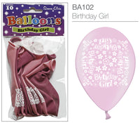 Birthday Girl 9" Latex Balloons 10pk
