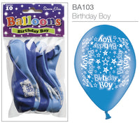 Birthday Boy 9" Latex Balloons 10pk
