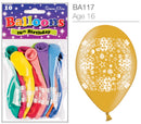 Age 16 Latex Balloons 9" 10pk