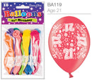 Age 21 Latex Balloons 9" 10pk