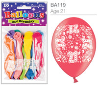 Age 21 Latex Balloons 9" 10pk
