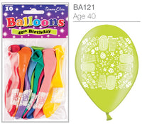 Age 40 Latex Balloons 9" 10pk