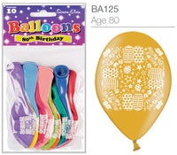 Age 80 Latex Balloons 9 " 10pk