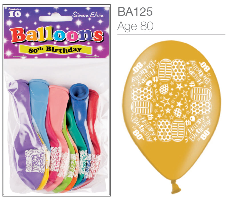 Age 80 Latex Balloons 9 " 10pk