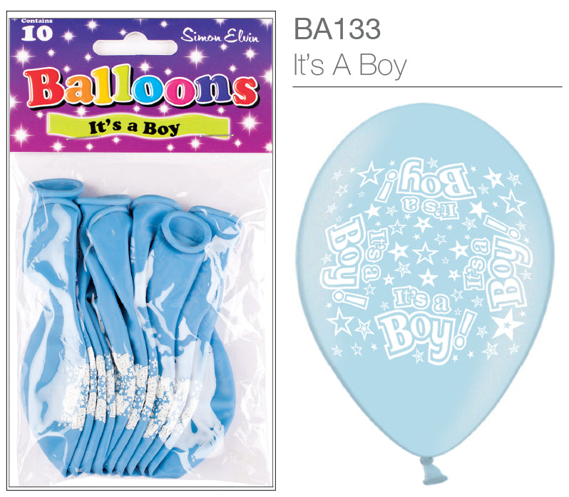 It's A Boy 9" Blue Latex Balloons 10pk