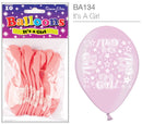 It's A Girl 9" Pink Latex Balloons 10pk