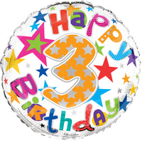Age 3 Happy Birthday 18" Foil Balloon