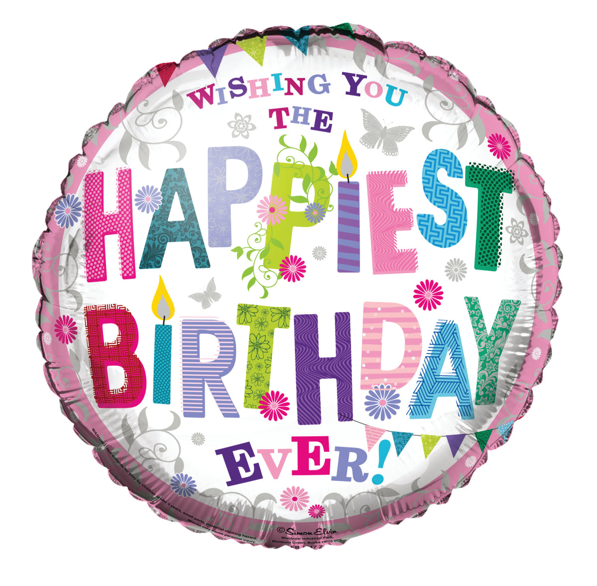 Happy Birthday 18" Bunting Foil Balloon