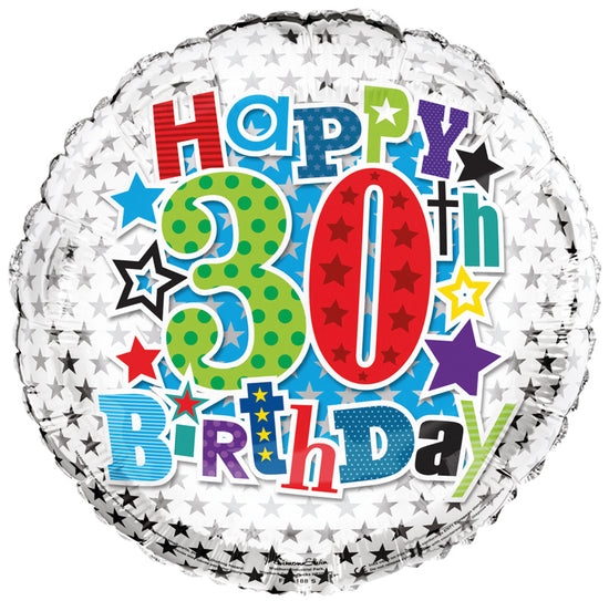 Age 30 Happy Birthday 18" Foil Balloon