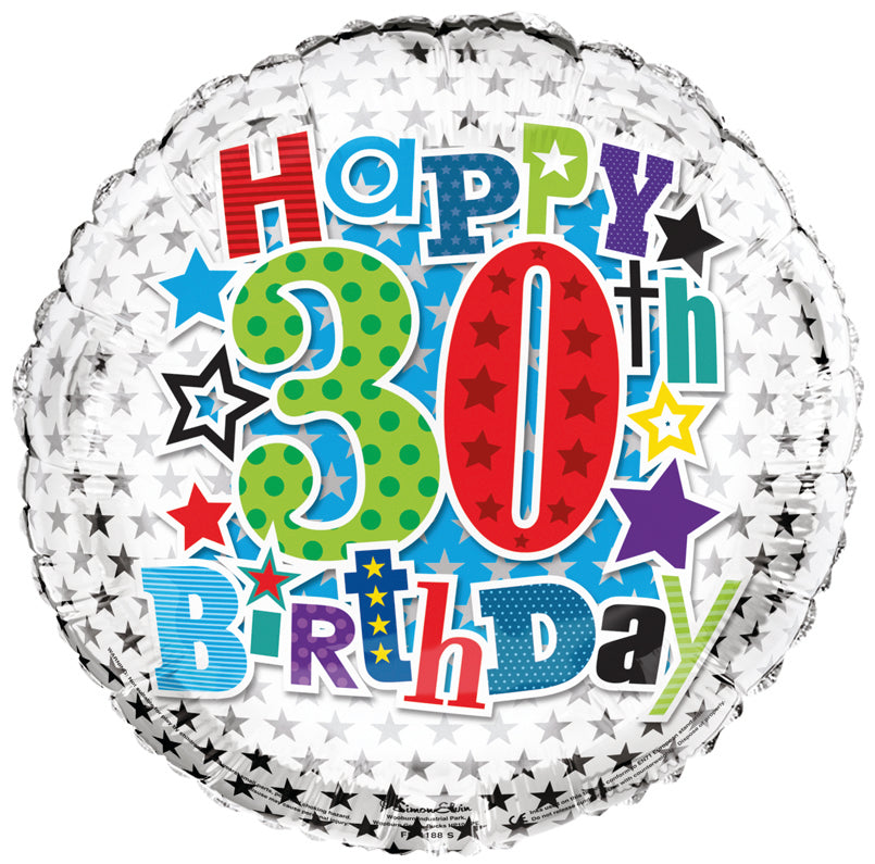 Age 30 Happy Birthday 18" Foil Balloon