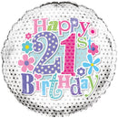 Simon Elvin Age 21 Floral 18" Foil Balloon