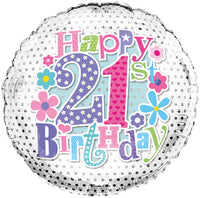 Simon Elvin Age 21 Floral 18" Foil Balloon