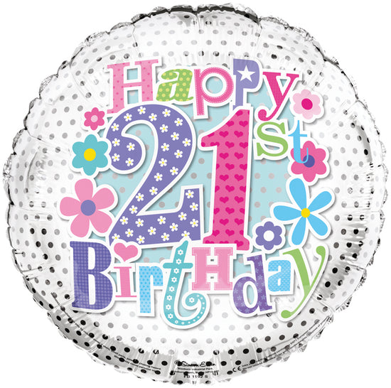 Simon Elvin Age 21 Floral 18" Foil Balloon