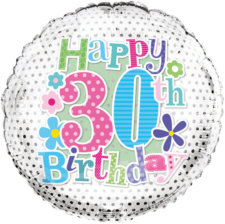 Simon Elvin Age 30 Floral 18" Foil Balloon