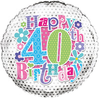 Simon Elvin Age 40 Floral 18" Foil Balloon