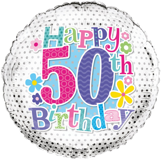 Simon Elvin Age 50 Floral 18" Foil Balloon