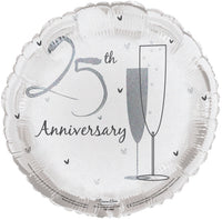 Silver Wedding Anniversary Round 18" Foil Balloon