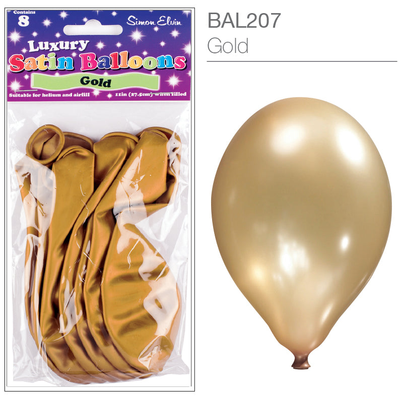 Satin Gold 11" Latex Balloons 8pk