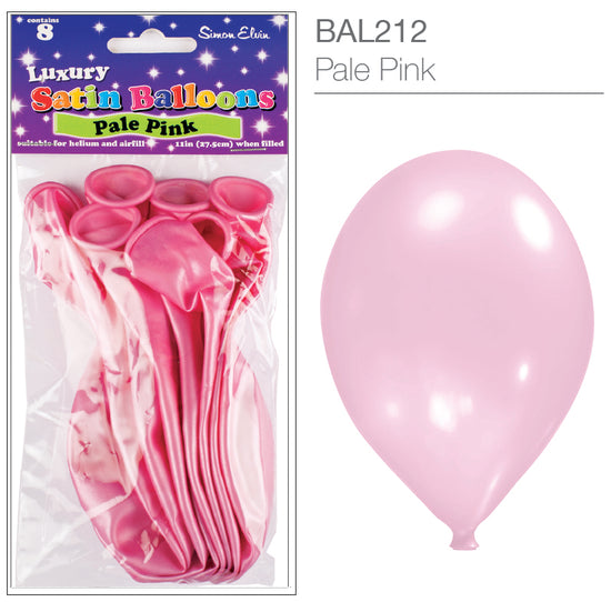 Satin Pale Pink 11" Latex Balloons 8pk