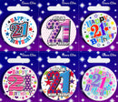 Age 21 Mix Small Badges 55mm 6pk