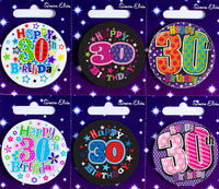 Age 30 Mix Small Badges 55mm 6pk