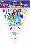 Happy 40th Birthday Flag Bunting 12ft