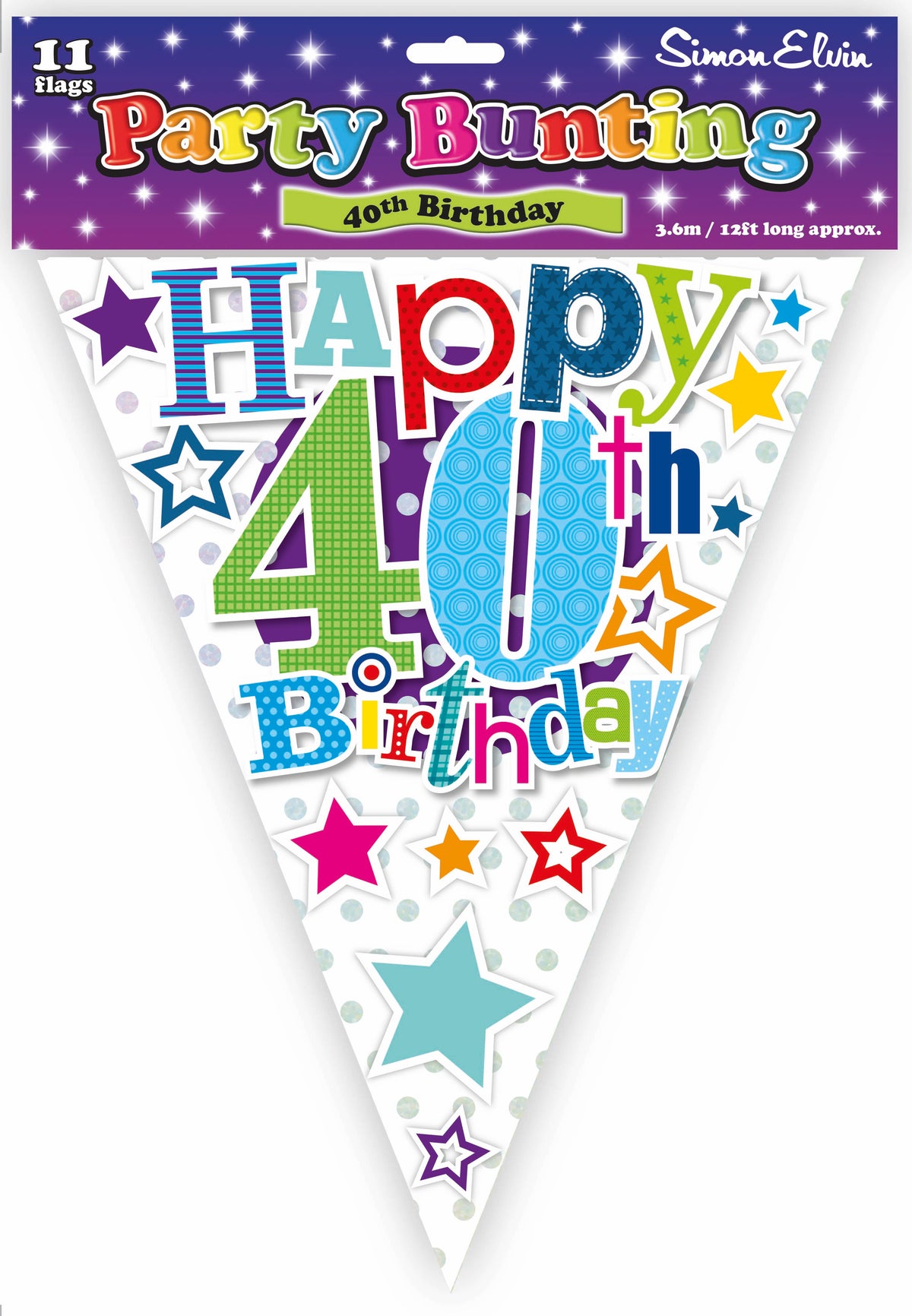Happy 40th Birthday Flag Bunting 12ft