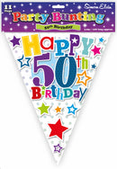 Happy 50th Birthday Flag Bunting 12ft