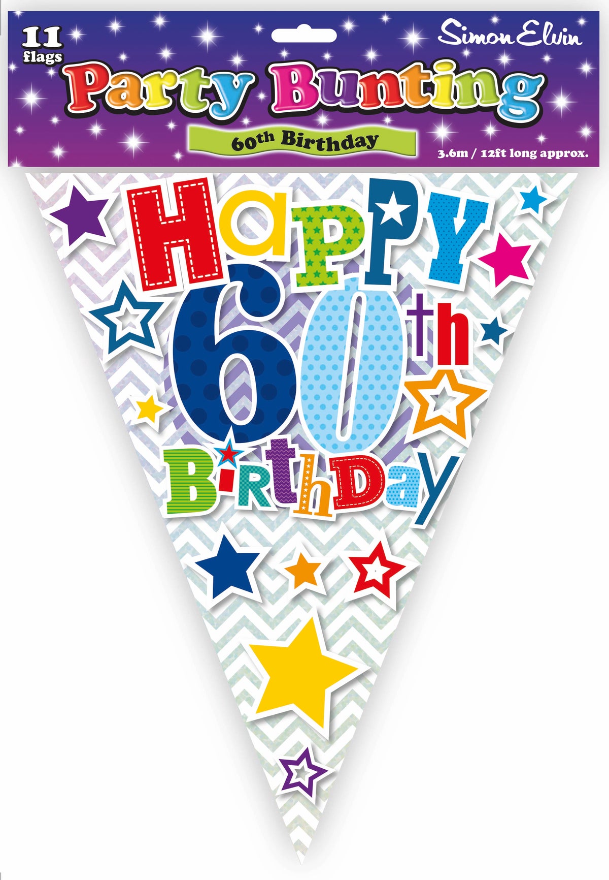 Happy 60th Birthday Flag Bunting 12ft