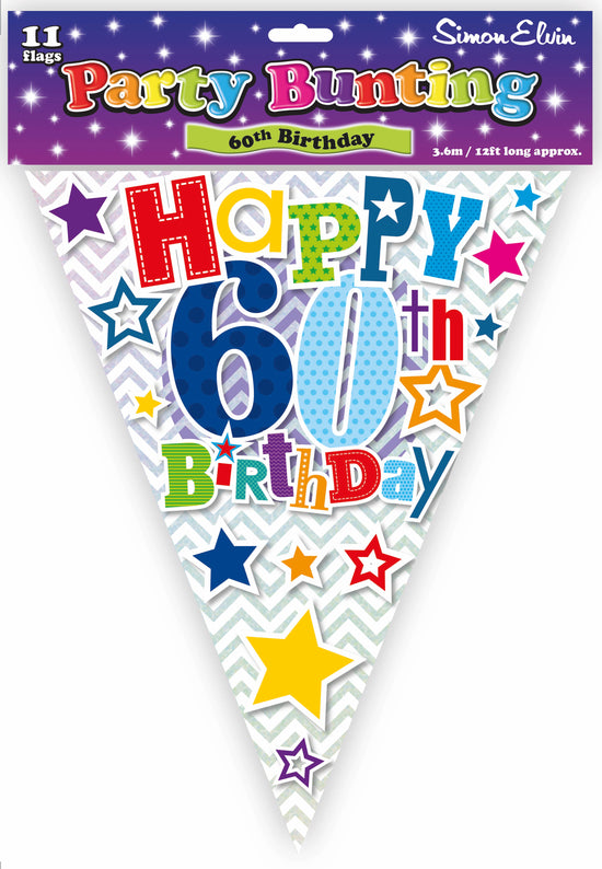 Happy 60th Birthday Flag Bunting 12ft
