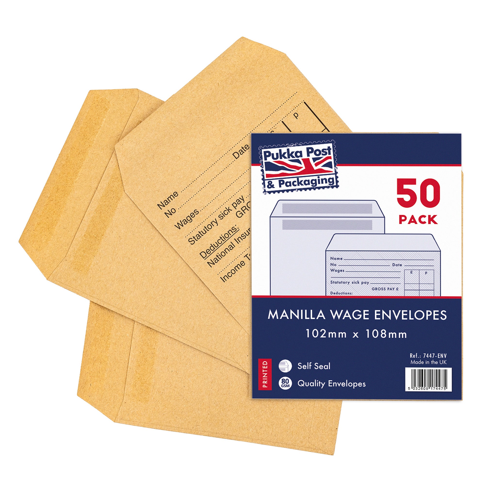 Pukka Wage Packets Printed 102x108mm 50pk