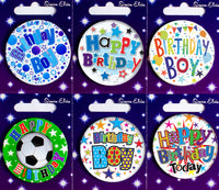 Happy Birthday Boy Mix Small Badges 55mm 6pk