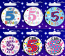 Age 5 Mix Small Badges 55mm 6pk