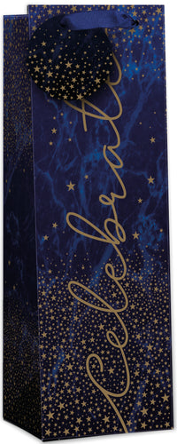 Simon Elvin Gift Bag Navy Gold Stars Bottle 6pk