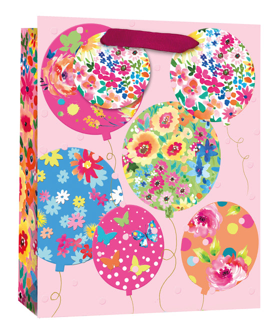 Simon Elvin Gift Bag Floral Balloons Medium 6pk