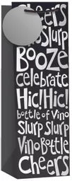 Simon Elvin Gift Bag Black/Silver Text Bottle 6pk