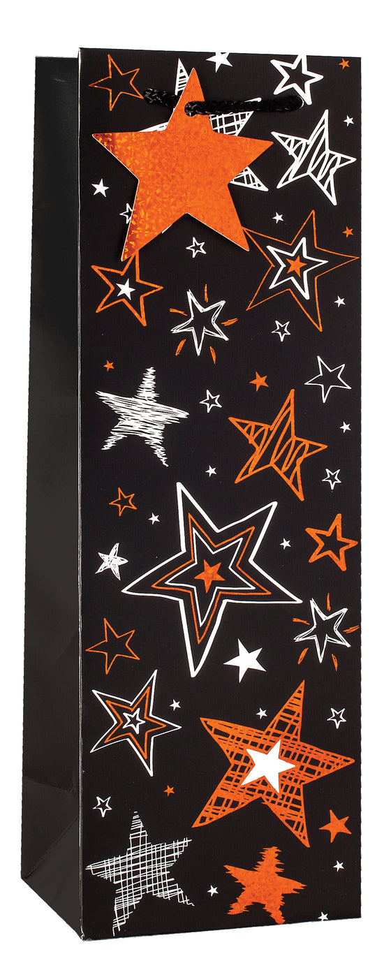 Simon Elvin Gift Bag Black/Red Stars Bottle 6pk