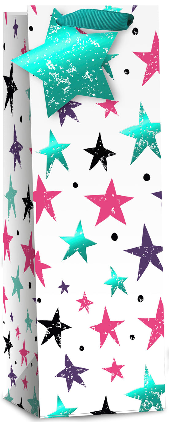 Simon Elvin Gift Bag Teal Stars Bottle 6pk